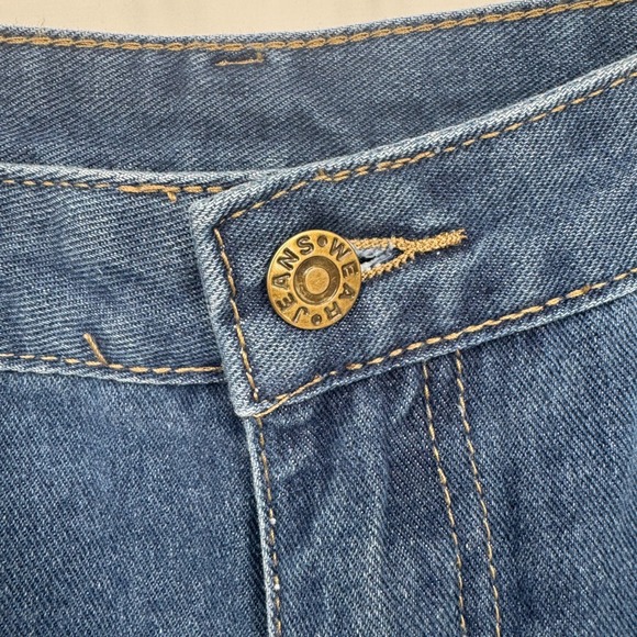 SHEIN Women's Distressed Super Wide Leg High rise Blue Denim Jeans Size 32 - Picture 6 of 8